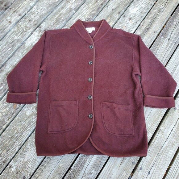 Diane Von Furstenberg Burgundy Color Authority Oversized Fleece Coat M/L - Picture 1 of 10